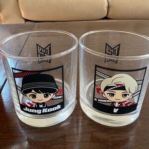 BTS Jungkook & V Cartoon Glass Cup Set